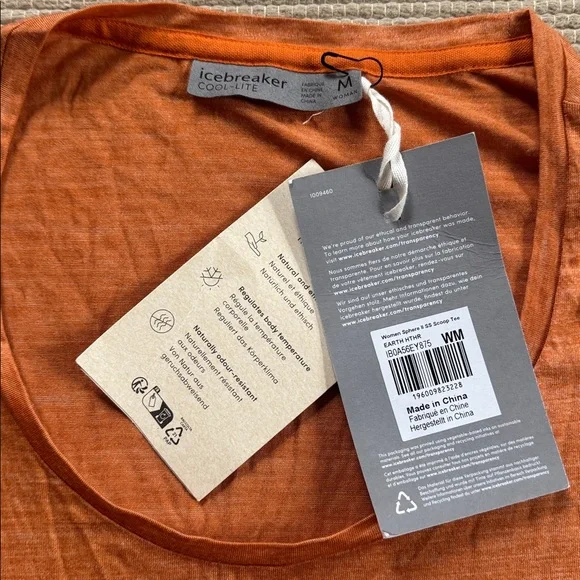Icebreaker sphere II scoop neck tee cool lite earth heather orange NEW womens M - Picture 2 of 11